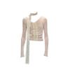 Spicy Girl V-Ausschnitt Spitze Jacquard Langarm Herbsthemd - Schlankmachendes und schmeichelhaftes Design