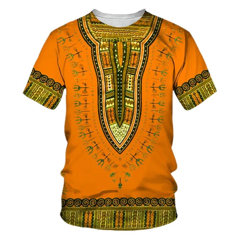 Sommer Afrikanische Dashiki T-Shirts Vintage 3D Druck Damen Herren Rundhals Kurzarm T-Shirt Tees Harajuku Y2K Top Unisex Kleidung