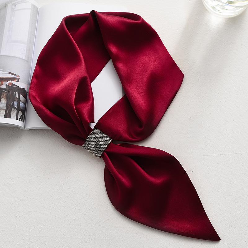 Korean Version of Workplace Women Elegant Luxury Lazy Long Small Silk Scarf Flash Diamond Versatile Hot Decorative Small Scarf Neck Protection