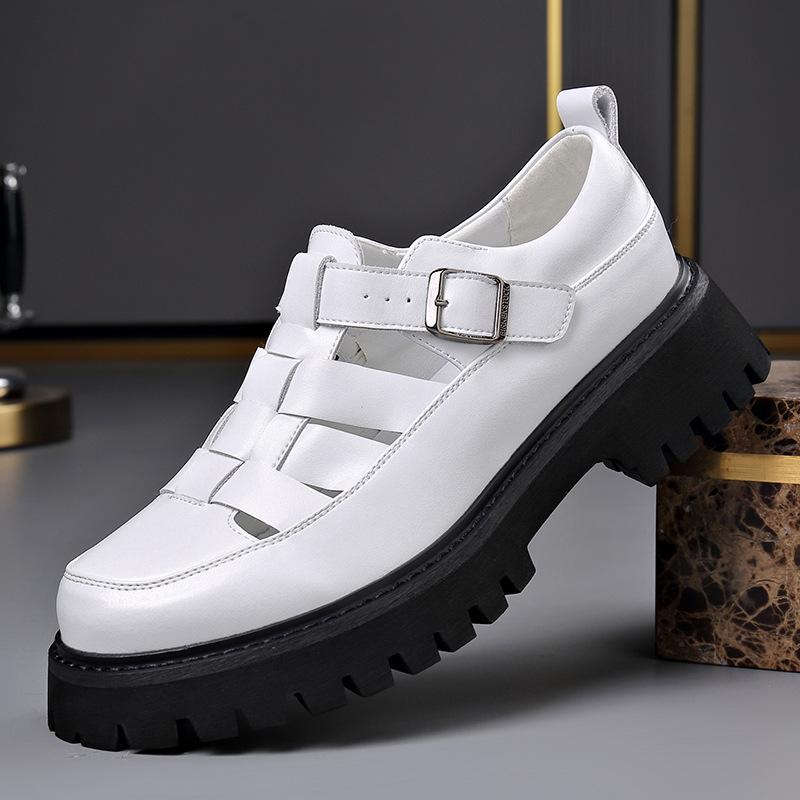 Summer White Men Rome Genuine Leather Roman Sandals Gladiator Sandalias Romanas Hombre Flat Sandles Big Size 38-45