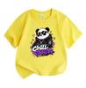 Kids Boys Girls 100% Cotton Crew Neck Short Sleeve T-Shirt, Cool Chill Panda Graphic Tees, Casual Graffiti Style Summer Tops for Children Daily Wear