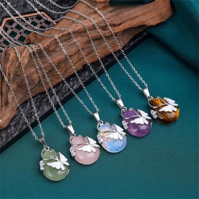 Accessoires, Natürlicher Amethyst-Anhänger, Mode, Schmetterling Wassertropfen Halskette, Ethnischer Stil, Damenschmuck