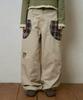 Lujeoseukeulleob Check Patch Wide Cotton Pants Beige