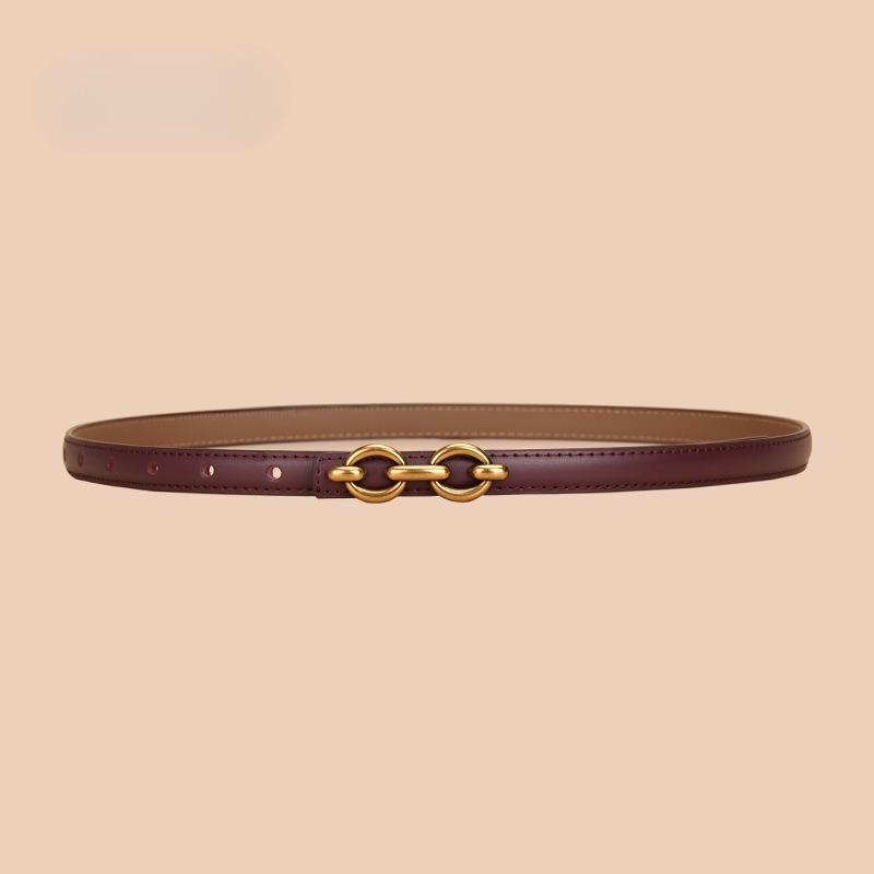 New Slim Fit Clothing for Women's Belt, Thin Belt, Korean Style Dress, Simple Smooth Buckle, Golden Student Trend