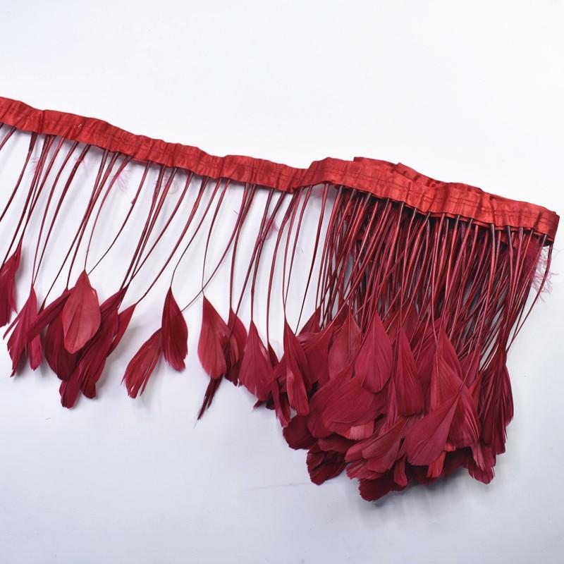 2Yards Dyed Stripped Coque Goose Feathers Trims Feather Trim White Feathers For Crafts Ribbon Wedding Feathers Decoration Plumas