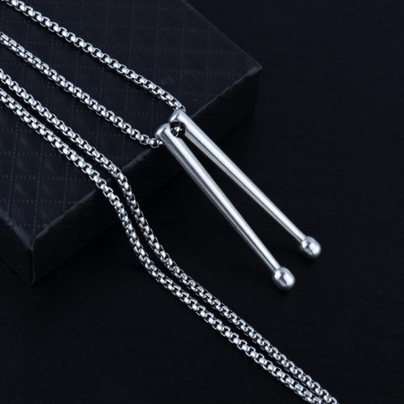 Edelstahl Silber Drumstick Anhänger Halskette Schmuck Ornament Zarte Schlüsselbeinkette Accessoire für Musikliebhaber