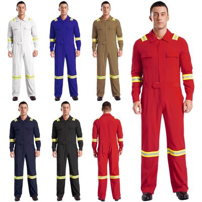 Herren Arbeitsoverall Hohe Sichtbarkeit Reflektierende Streifen Langarm Overalls Overalls mit Taschen