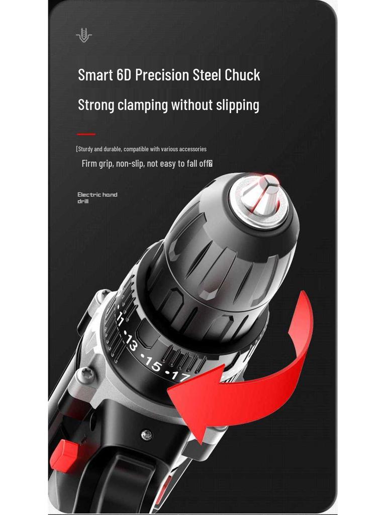 Industrial Electric Drill: High-Power, Dual-Speed, Lithium Battery, Impact Drill, Multi-Function Screwdriver