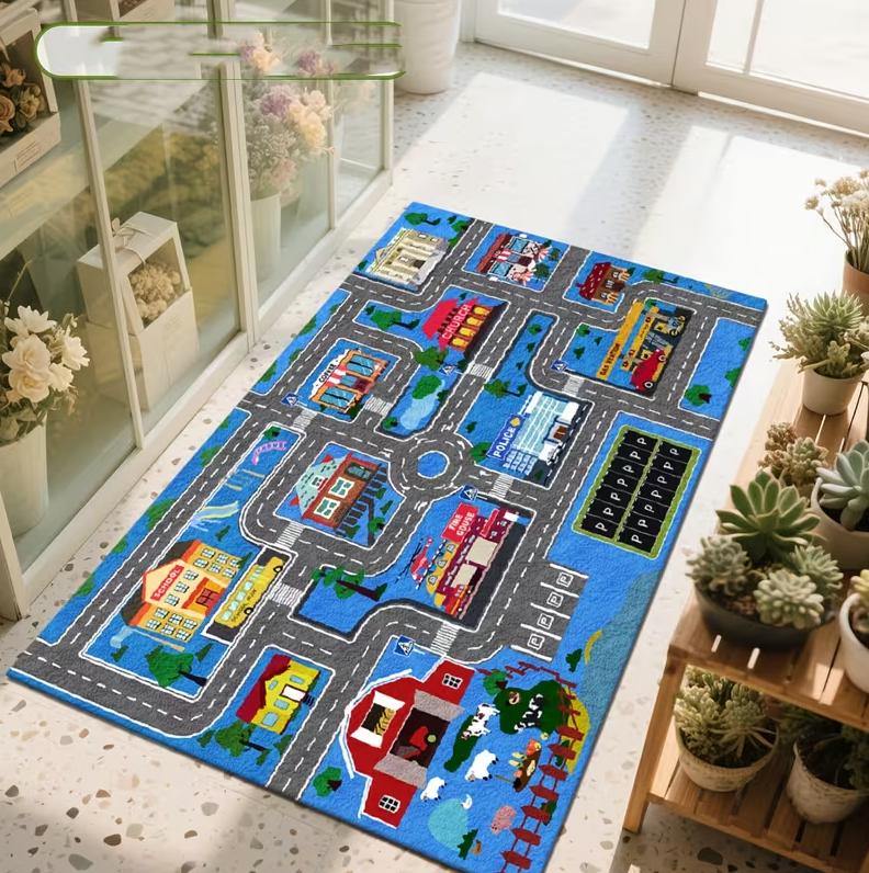 

2D Digital Carpets Printing of City Streets and Architectural Patterns Exquisite Commercial Anti Slip Mats Home Mat Welcome Mats 40X60cm
