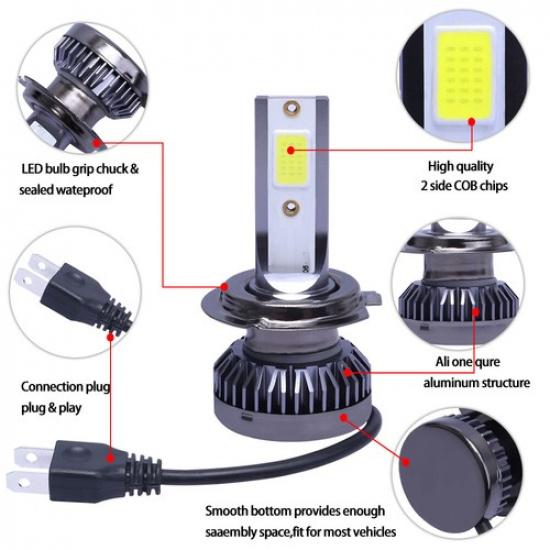 2x H7 LED Headlight Bulb Kit High/Low Beam 26000LM Super Bright 6500K Cool White