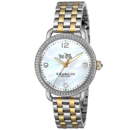 Coach DELANCEY Women's 36mm White Pearl Dial Stainless Steel Quartz Watch (14502484) In Multicolor