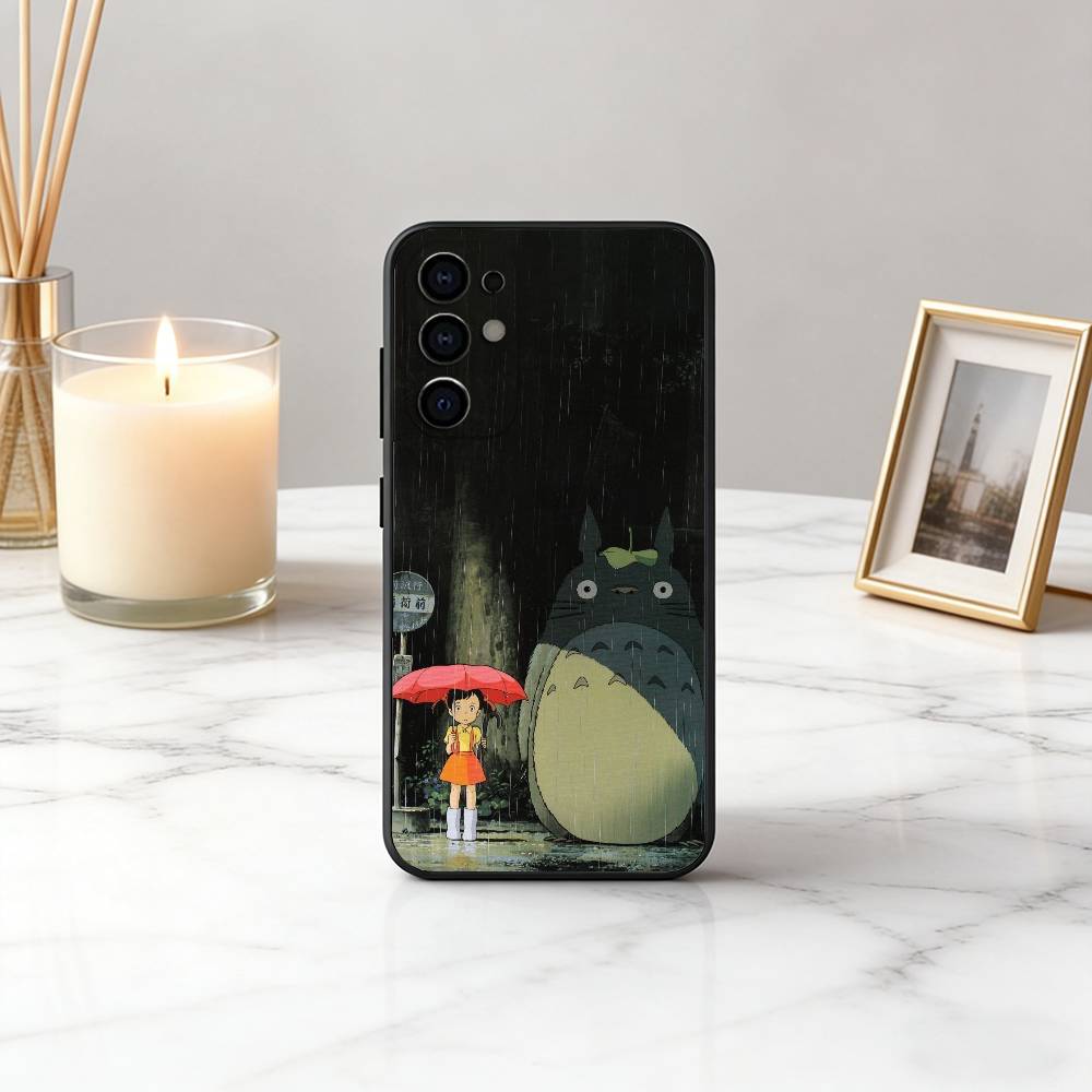 Cute Fat Cat T-Totoro-ct Phone Case For Samsung S25,S24,S21,S22,S23,S30,Ultra,S20,Plus,Fe,Lite,Note,10,Black Cover