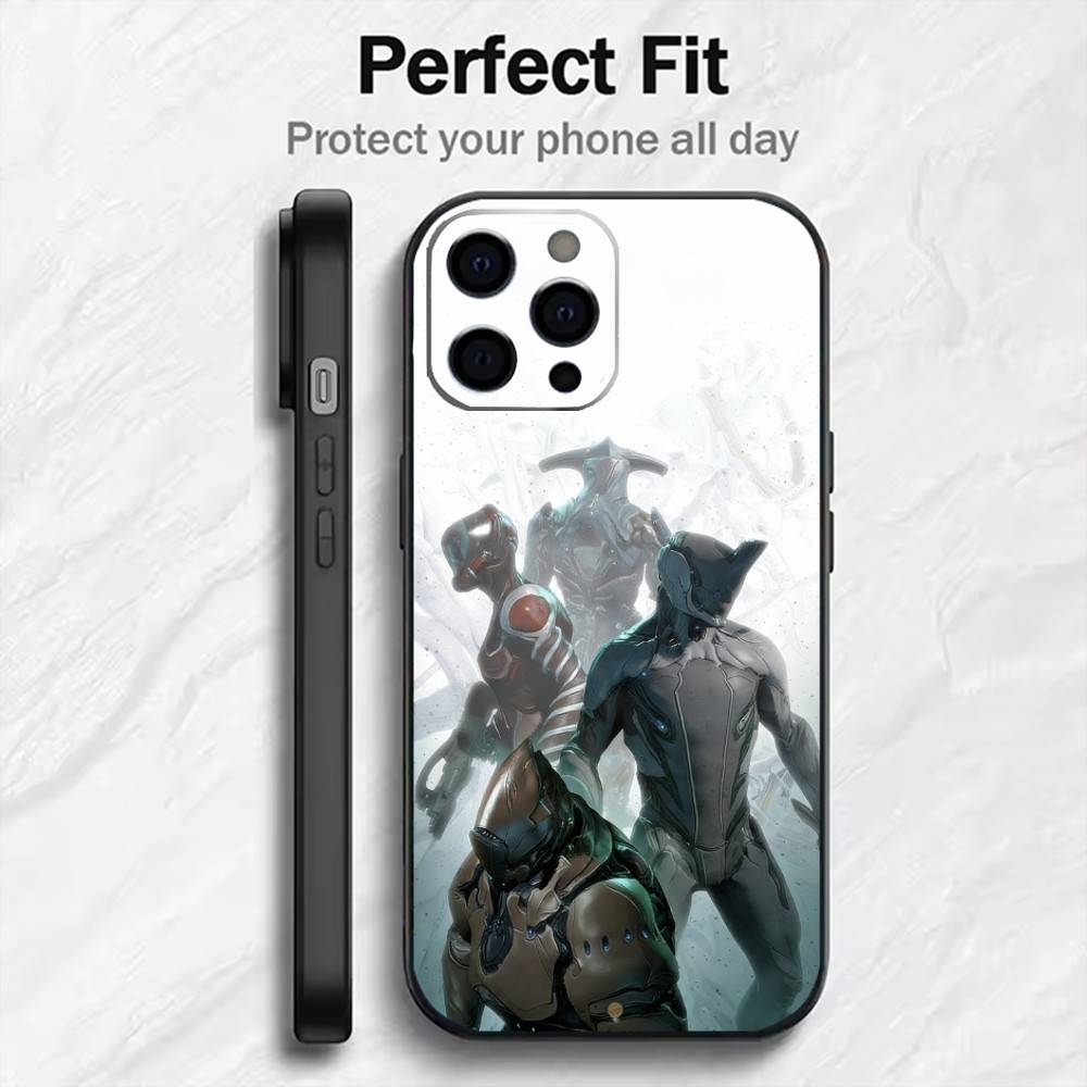 Cool Mecha Warframe Game Printing Phone Case For iPhone17,16,15,14,13,12 Plus,Max Soft Silicone Black Cover