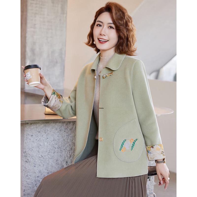 Women s Embroidered New Chinese Style Wool Coat L
