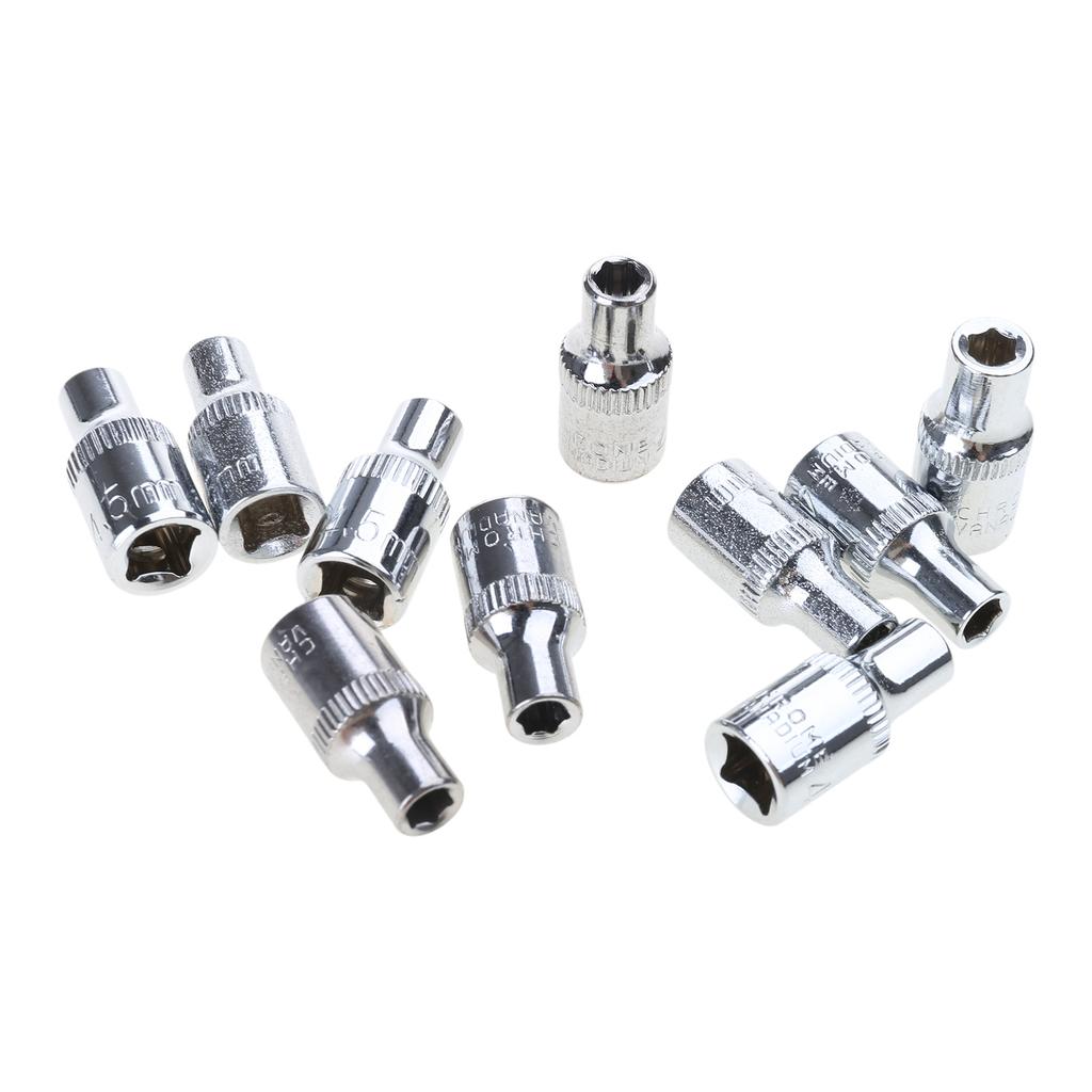 Essential Short Socket Spanner 1/4Inch Drive 6 Point Metric 4mm-14mm Selection for Profession Use Mechanical Repair Tool