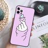 Korean Finger Heart Love Phone Case For iPhone 16 Pro 11 12 13 14 15 Pro Max Mini XS X XR 7 8 16 Plus Cover Coque