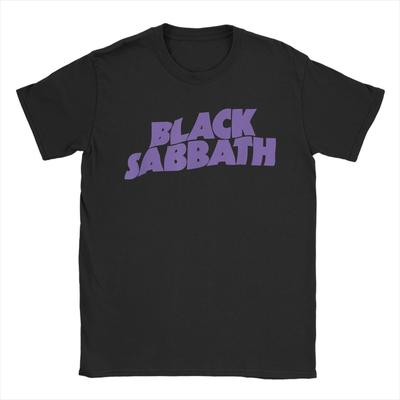 Černé tričko s fialovým logem Black Sabbath Plážové Y2K Vtipná trička 100% bavlna Volnočasové tričko pro muže Krátký rukáv Potisk Top