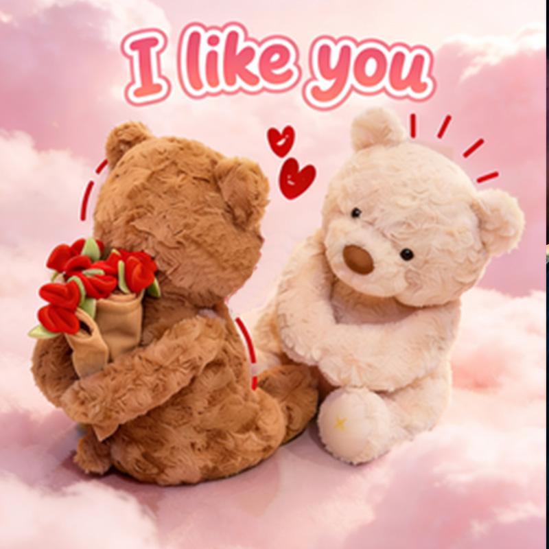 Neuer Bestseller Teddybär mit Rosen Plüschtier Weicher Bär Stoffpuppe Romantisches Geschenk für Liebhaber Heimdekoration Mädchen Geburtstagsgeschenk