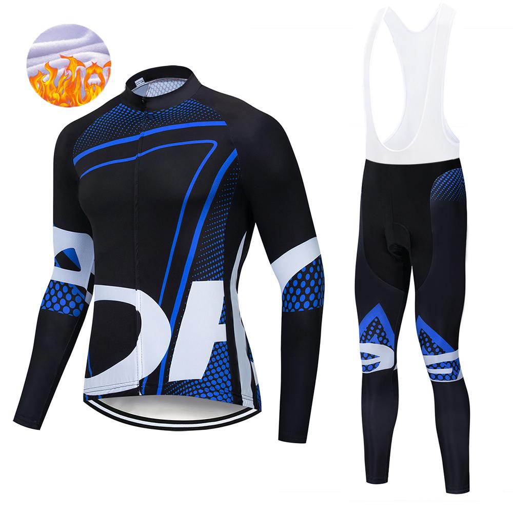 Winter Men's   Thermal Fleece Long Sleeves Men Cycling Bib Set Bicycle Clothing MBT Breathable Bike Clothes 2026 Winter Warm Cycling Clothing Set