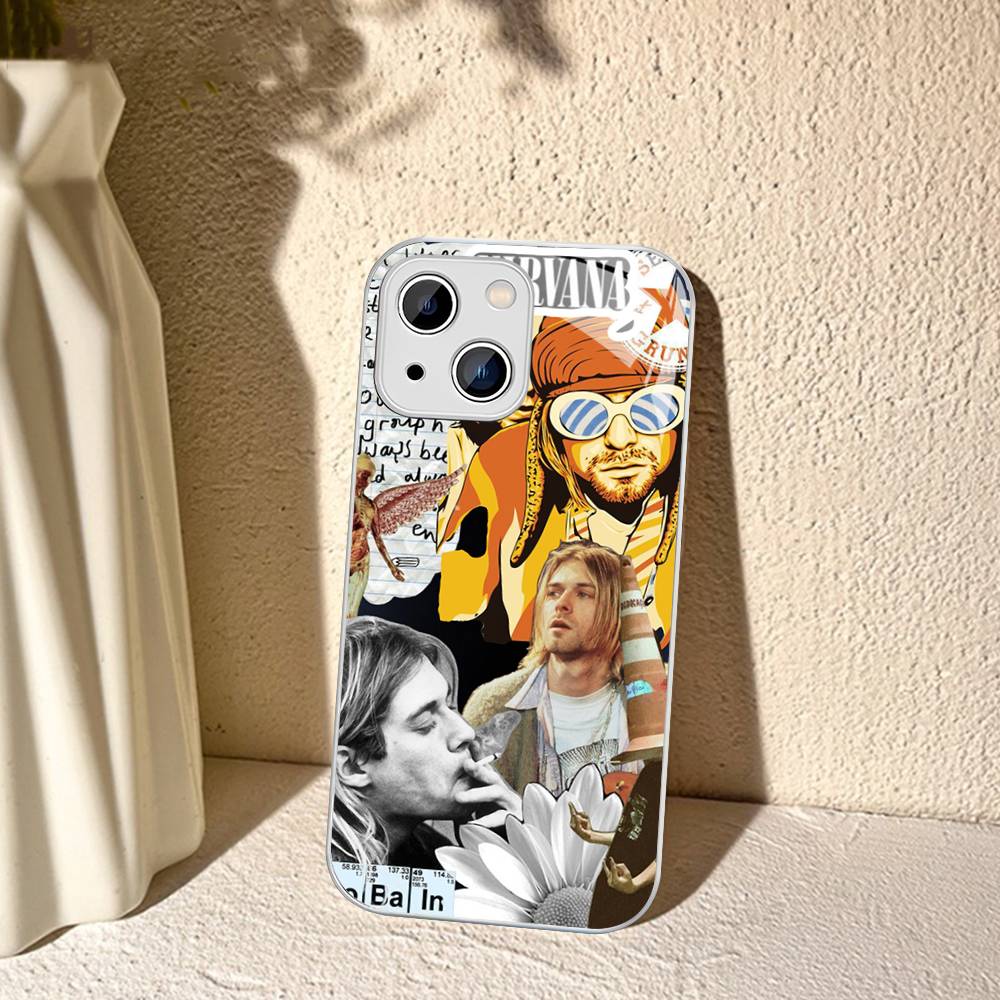 N-Nirvanaes Rock Band Phone Case Tempered Glass For iphone 14 13 12 11 Pro Mini XS MAX 14Plus X XS XR Fundas