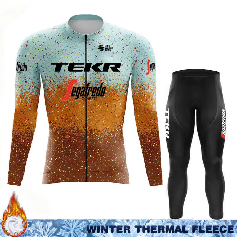 Termal Fleece Cycling Jersey Men's Winter Suit TEKR Thermal Man Outfit 2026 Mens Long Sleeve Clothing Jumper Set Ciclismo Hombre