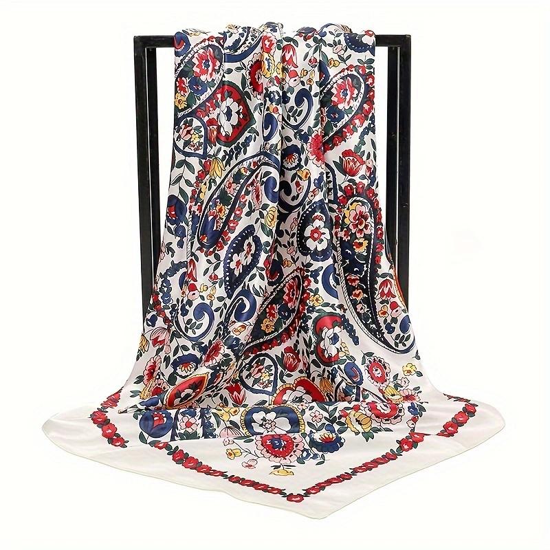 1Pcs 90Cm Cashew Pattern Silk Scarf Fashionable Bohemian Style Imitation Silk Elegant And Versatile Headscarf Scarf For Women