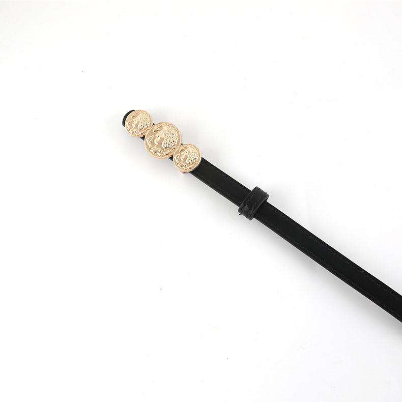 Fashion Solid Color Gold Character Avatar Decoration Women Slim Belt For Office Wear And Casual Outfits