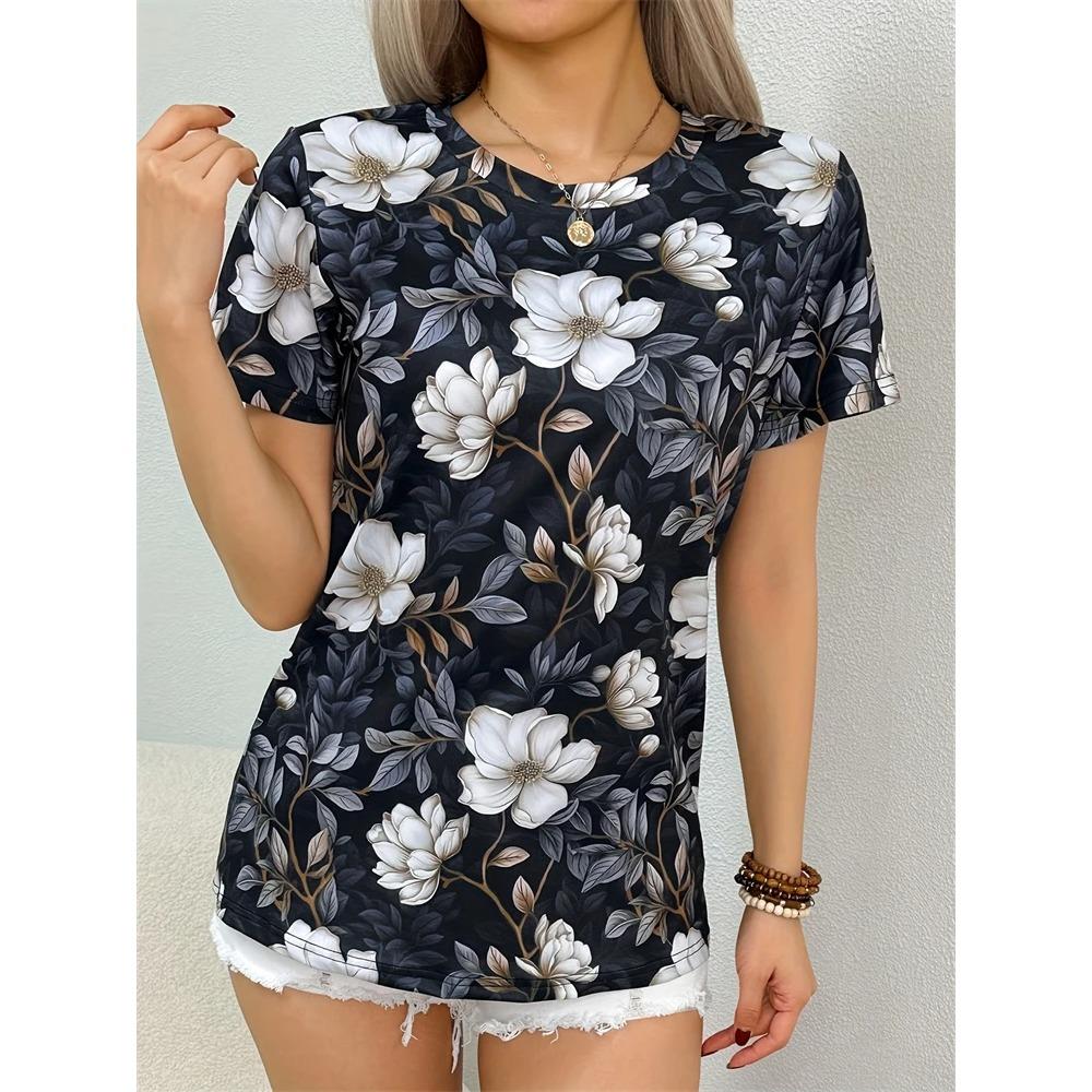 Women's Summer Short Sleeve T Shirt Casual Fashion Clothing Witch Patterns Women's Tops Vacation Travel Clothing Y2K