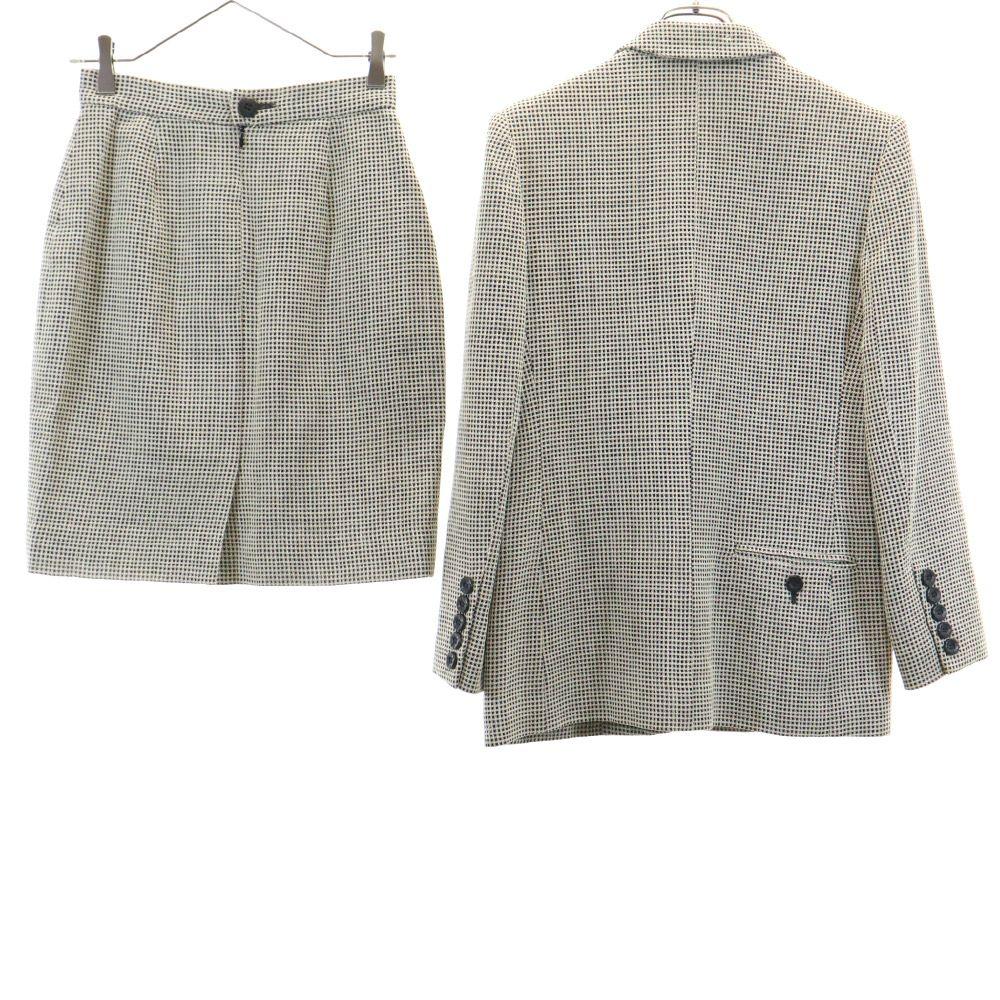 Givenchy Wool Check Pattern Skirt Suit Setup 38 Gray Women Used