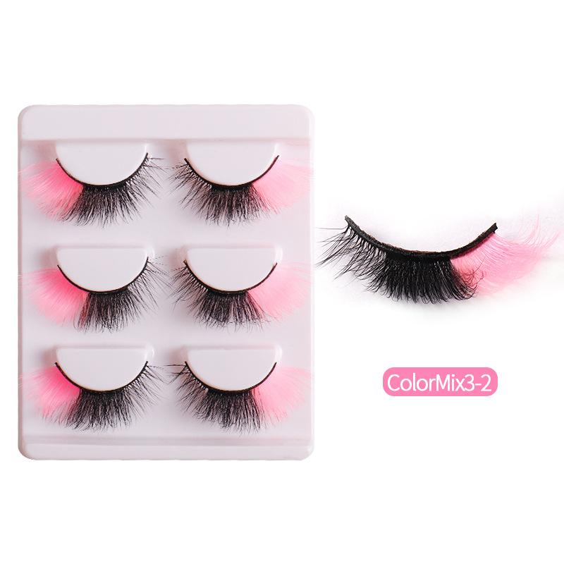 High Imitation Color Fried Hair Mink Hair False Eyelashes Grafted Eyelashes Dense Curled Eyelashes