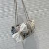 Womens Small Square PU Crossbody Bag With Rhinestone Butterfly Chain Strap Quilted Design