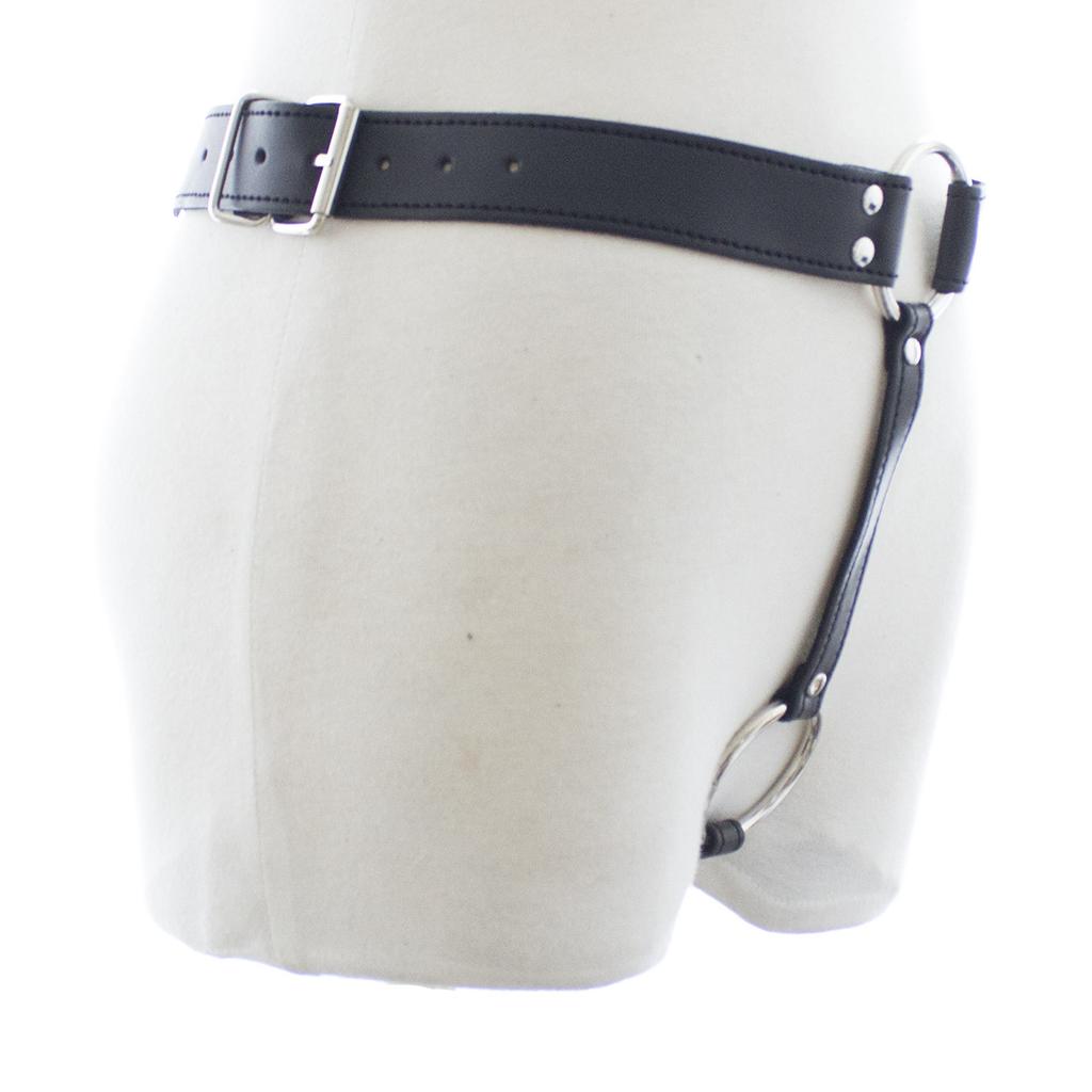 Chastity restraint Harness Adjustable Dual Pleasure PU Leather Male Chastity Belt Thong Panties Bondage Sex Toy for Men