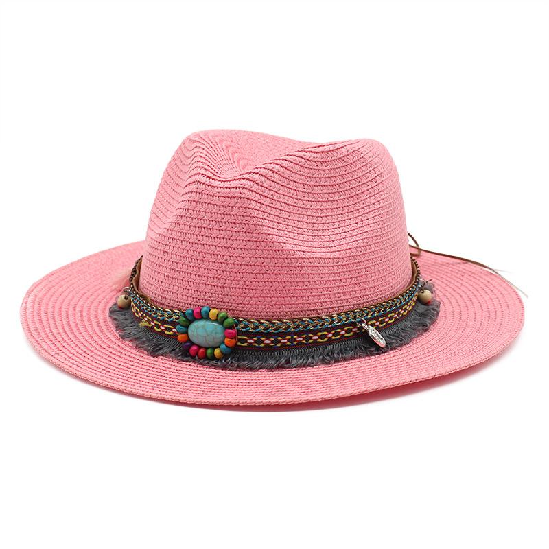 Western Cowboy Ethnic Style Straw Hat Men'S And Women'S Outdoor Seaside Beach Hat Sunscreen Sun Hat
