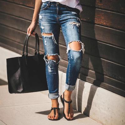 2019 Autumn/Winter European & American Ripped Stretch Slim-Fit Skinny Jeans Series