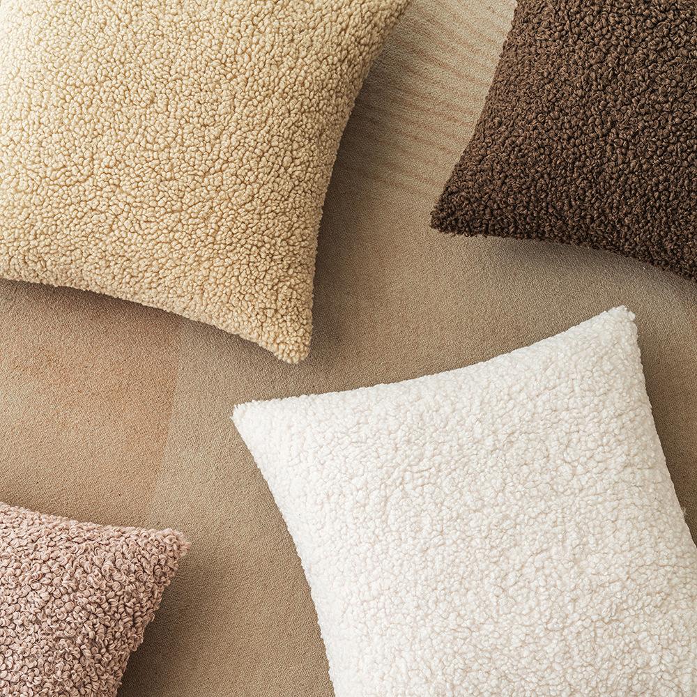 Ins Style Lamb Velvet Pillow Solid Color Curly Pillow Case Simple Sofa Cushion Pillow Office Waist Pillow Case