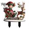 Festive Lawn Stakes Christmas Elf Garden Stake, Reindeer Sleigh Acrylic Yard Art Outdoor Decorations Waterproof Xmas Ornament for Holiday Flower