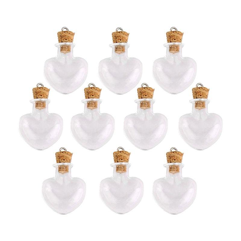 

ABJI-200Pcs Glass Cork Bottle Glasses Ampoules Wool Bottle Pendants Heart Form прозрачный