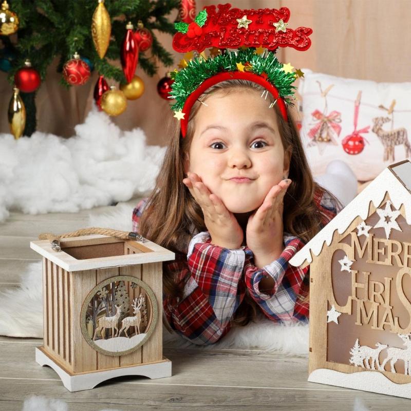 Set of 4 Sparkling Christmas Letter Headbands Christmas Letters Headbands for Girl Christmas Hair Accessories for Women