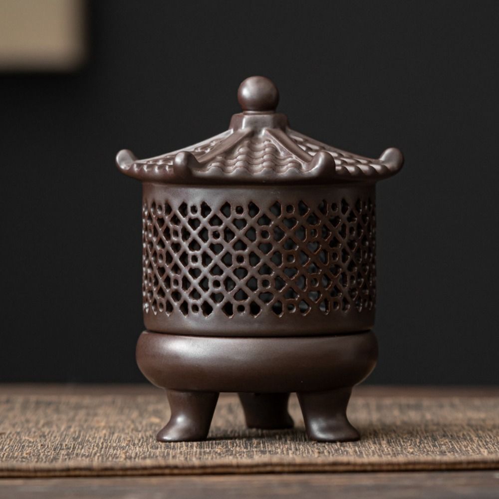 Ceramics Incense Burner with Lid Incense Censer Antique Style Aromatherapy Holder  Yoga Studio