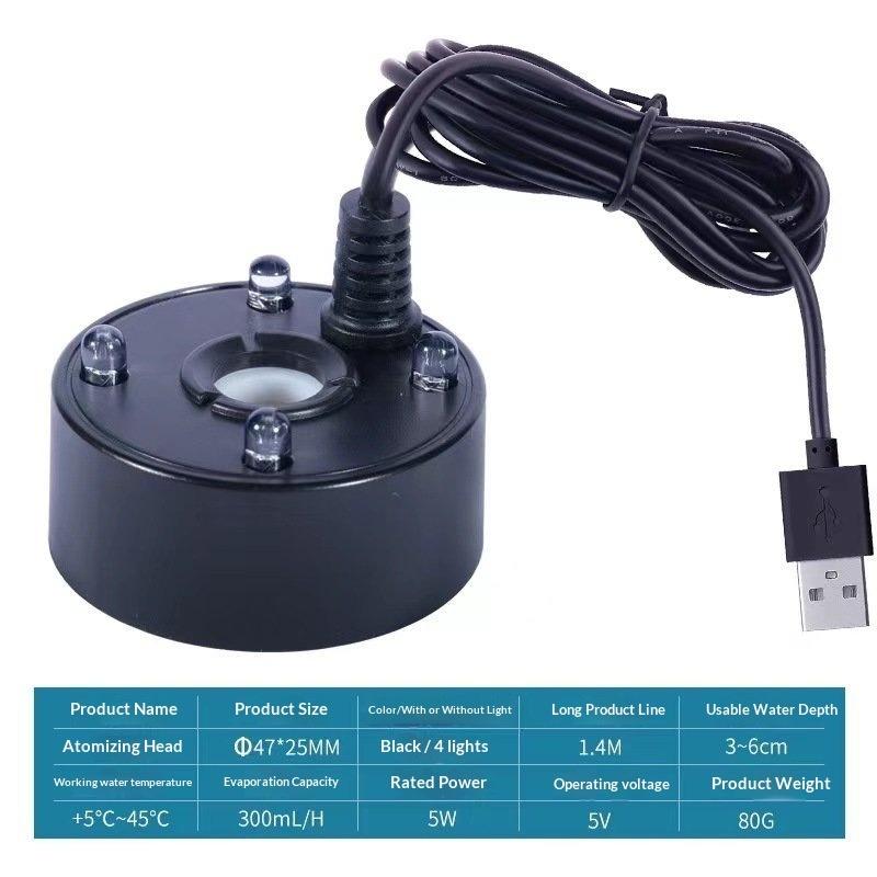 USB Powered 5V Mist Maker Fogger Compact Nebulizer for Balcony Fish Tank Pond Garden Water Fountain Decor