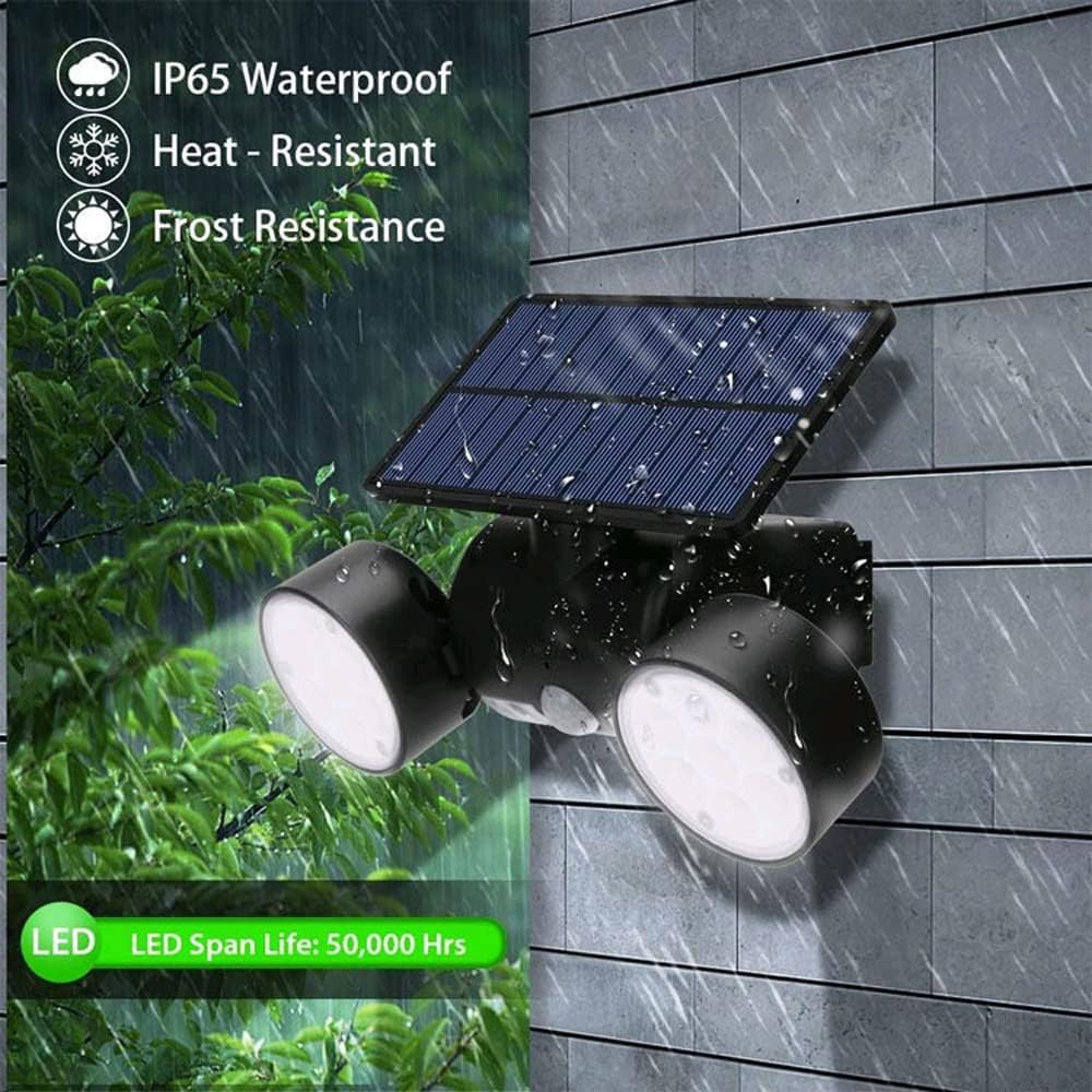 Solar Lights Outdoor with Motion Sensor,3 Head 270° Wide Angle Street Area Lights,IP65 Waterproof Security Lighting with 3 Modes