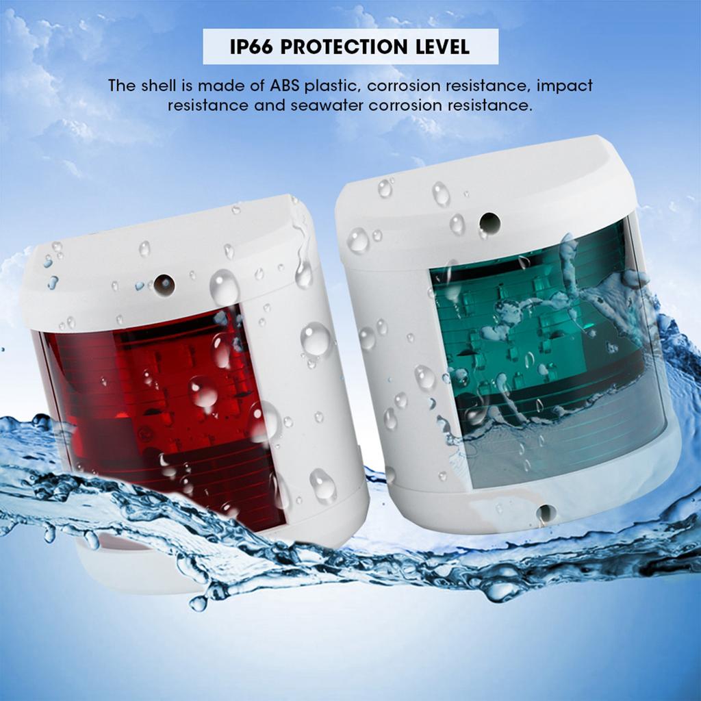 12V?24V LED Navigation Signal Light Left Red Right Green IP66 Waterproof Lamp White Shell for Yacht