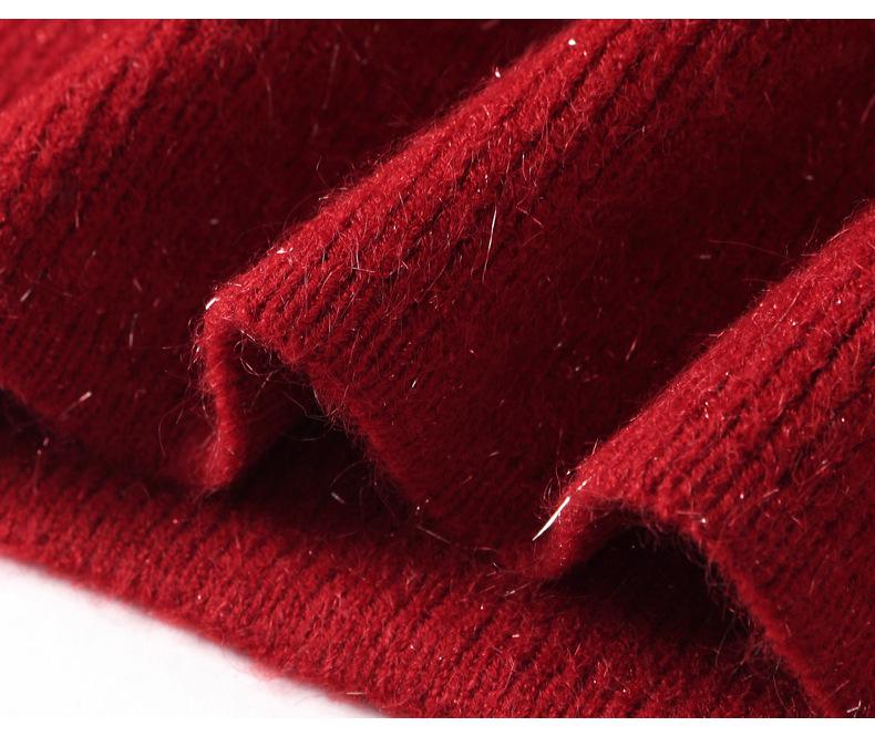 Elegant Beaded Mid-Length Knit Wool Dress for Women – Autumn/Winter 2025 Slimming Solid Base Layer.