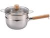 Yoshifuji Kogei 18cm Yukihira Saucepan Steamer, Induction and Gas Compatible, Stainless Steel with Tempered Glass Lid, Steamer Included, Double-Sided