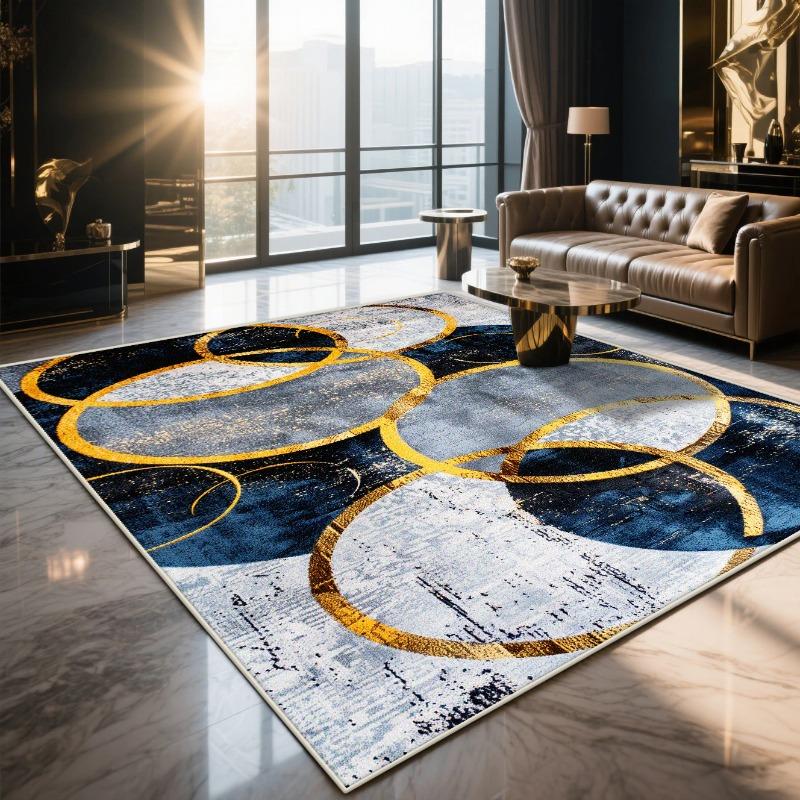 Moderner Leichter Luxus Geometrischer Wohnzimmerteppich Waschbarer Heimbereichsteppich Dekorative Matte Ideal für Schlafzimmer Eingang Salon