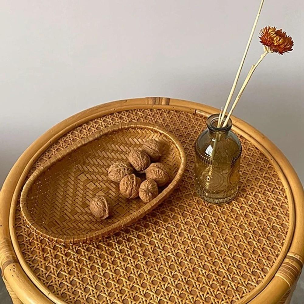 Oval Shape Rattan Storage Basket Wicker Material Fruit Display Basket  Kitchen Use