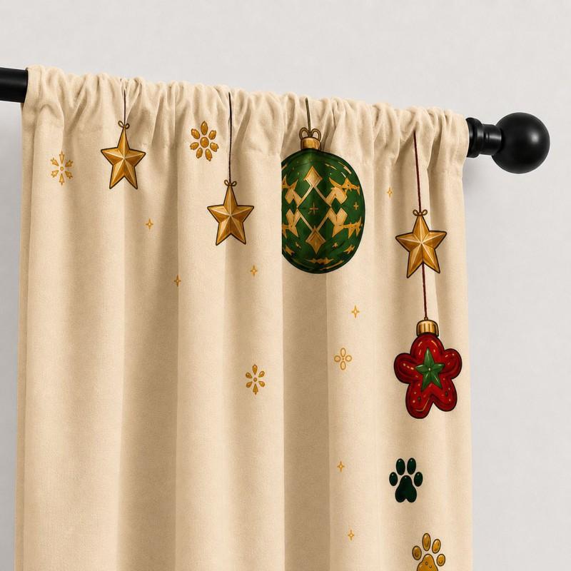 Digital Print Christmas Curtains With Cat Motif American Style Blackout Window Treatment Living Room Bedroom