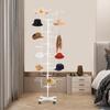 Espositore Rotante a 7 Piani per Cappelli, 35 Ganci in Metallo, Espositore Autoportante per Negozi, Rastrelliera a Pavimento in Metallo per Cappelli e Parrucche (bianca)