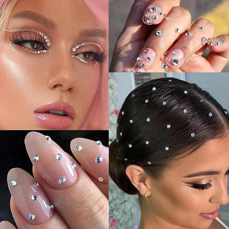Hot Sale Round Multi-color Rhinestone Stickers Eye Face Temporary Diamond Stickers for Party Stage Makeup Decoration
