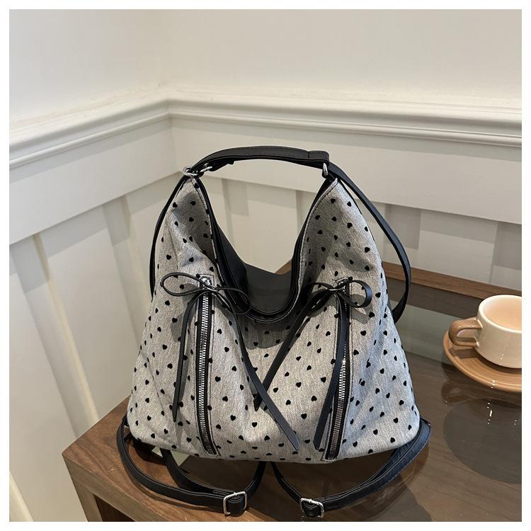 

Большая вместимость личность любовь досуг горошек лето новый многофункциональный двойной плечевой плечевой кроссбоди подмышечный тоут женский